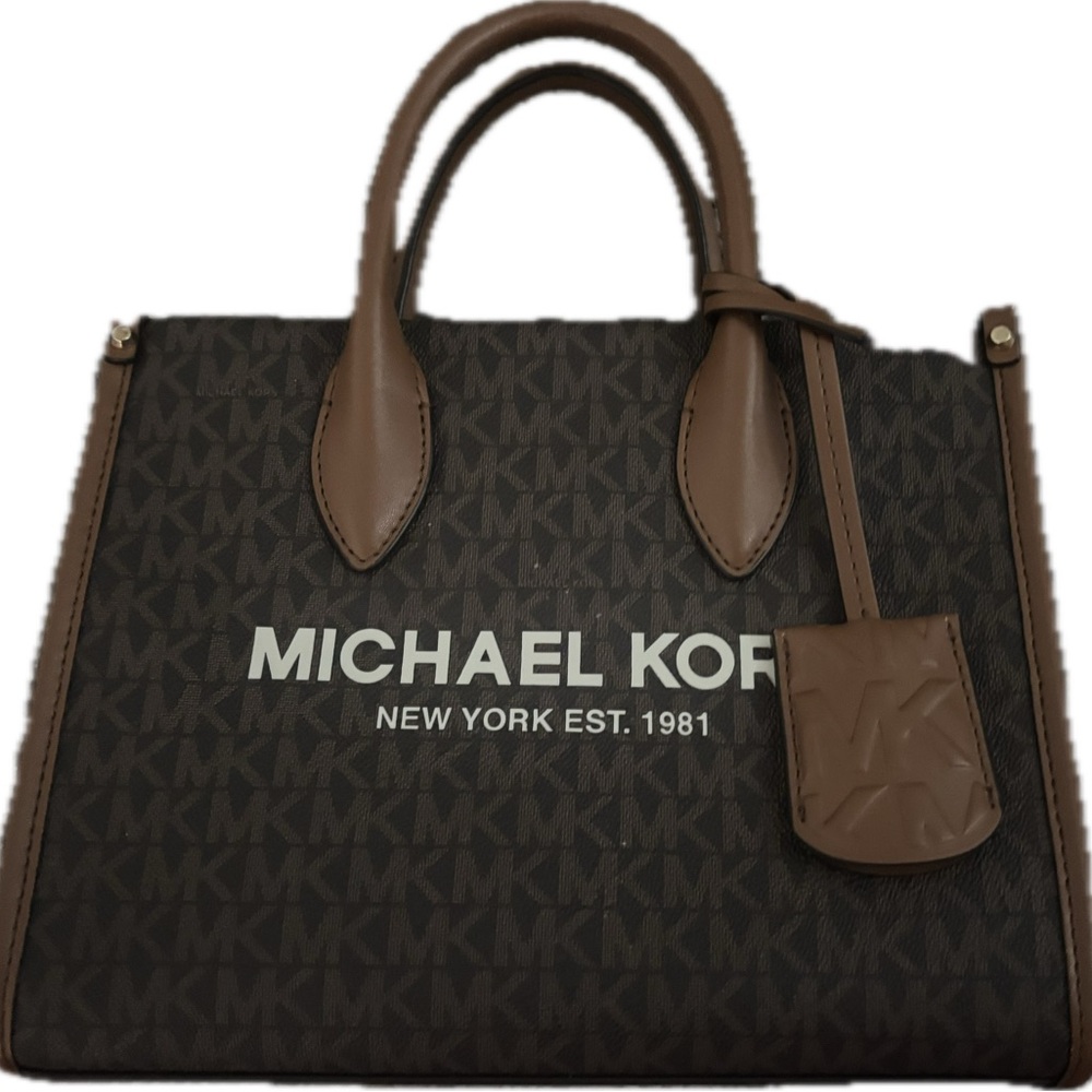 Michael Kors Brown Briefcase with Monogram Pattern